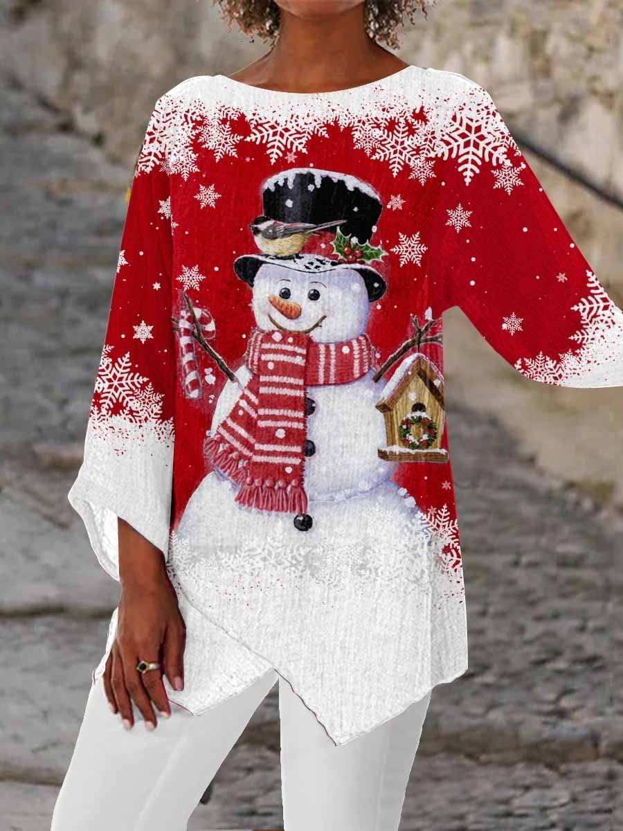 Women's Christmas Snowman Casual Top