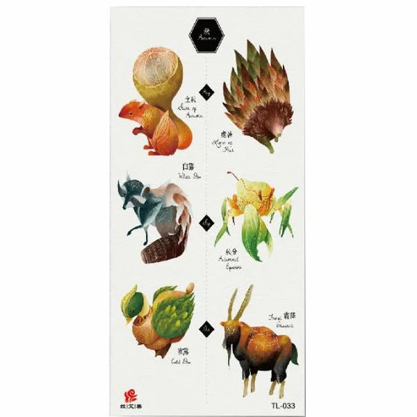 1pcs Flower Animal Body Art Temporary Waterproof Tattoo Sticker Wolf Mermaid Designs