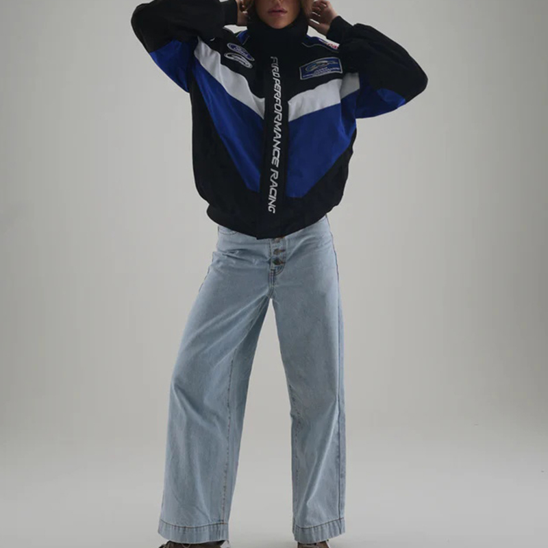 Unisex Racing Style Street Fashion Loose Racing Casual Print Jacket