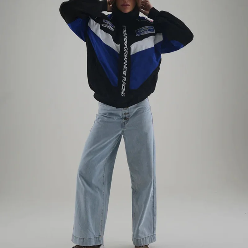 Unisex Racing Style Street Fashion Loose Racing Casual Print Jacket