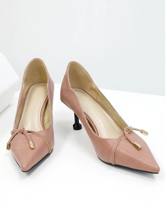 Bowknot pump pumps PU pointed toe stiletto shoes