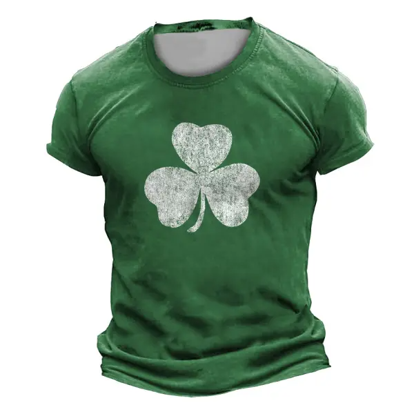 Men's St. Patrick's Day Shamrock Print Outdoor Daily Casual Short Sleeve Crew Neck T-Shirt ctolen