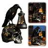 Resin Crow Skull Lamp Gothic Crow Night Light Handcrafted Retro Skull Lamp