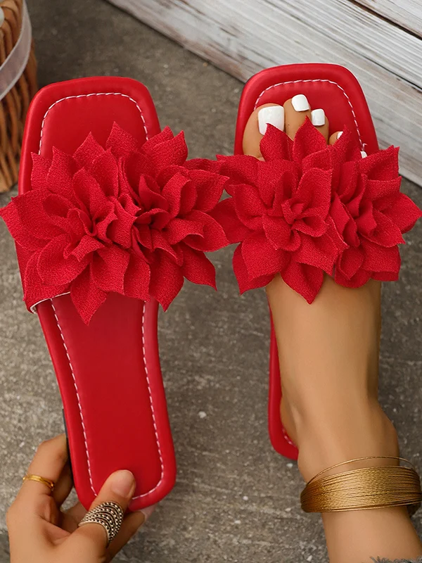 Flower Shape Open Toe Split-Joint Slippers Flat Shoes