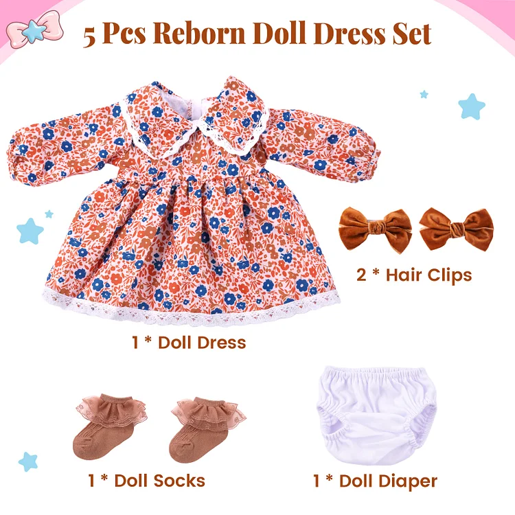 17"-22" Brown and Red Crush Set Accessories 4-Pieces Set