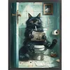 Toilet Cat Reading Newspaper-11CT Stamped Cross Stitch 40*53cm tapestrymarket