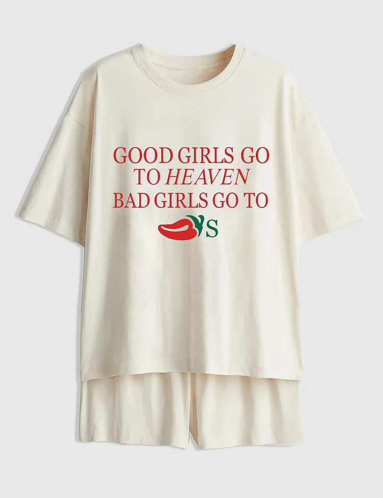 Women&rsquo;s Good Girls Go To Heaven Bad Girls Go To Chili's Short Sleeve Pajama Set