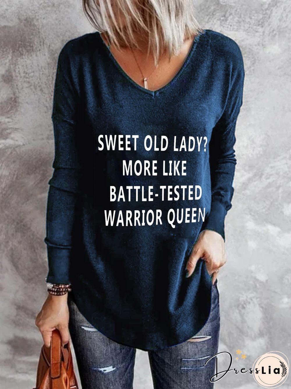 Casual Long Sleeve V Neck Plus Size Printed Tops T-shirts