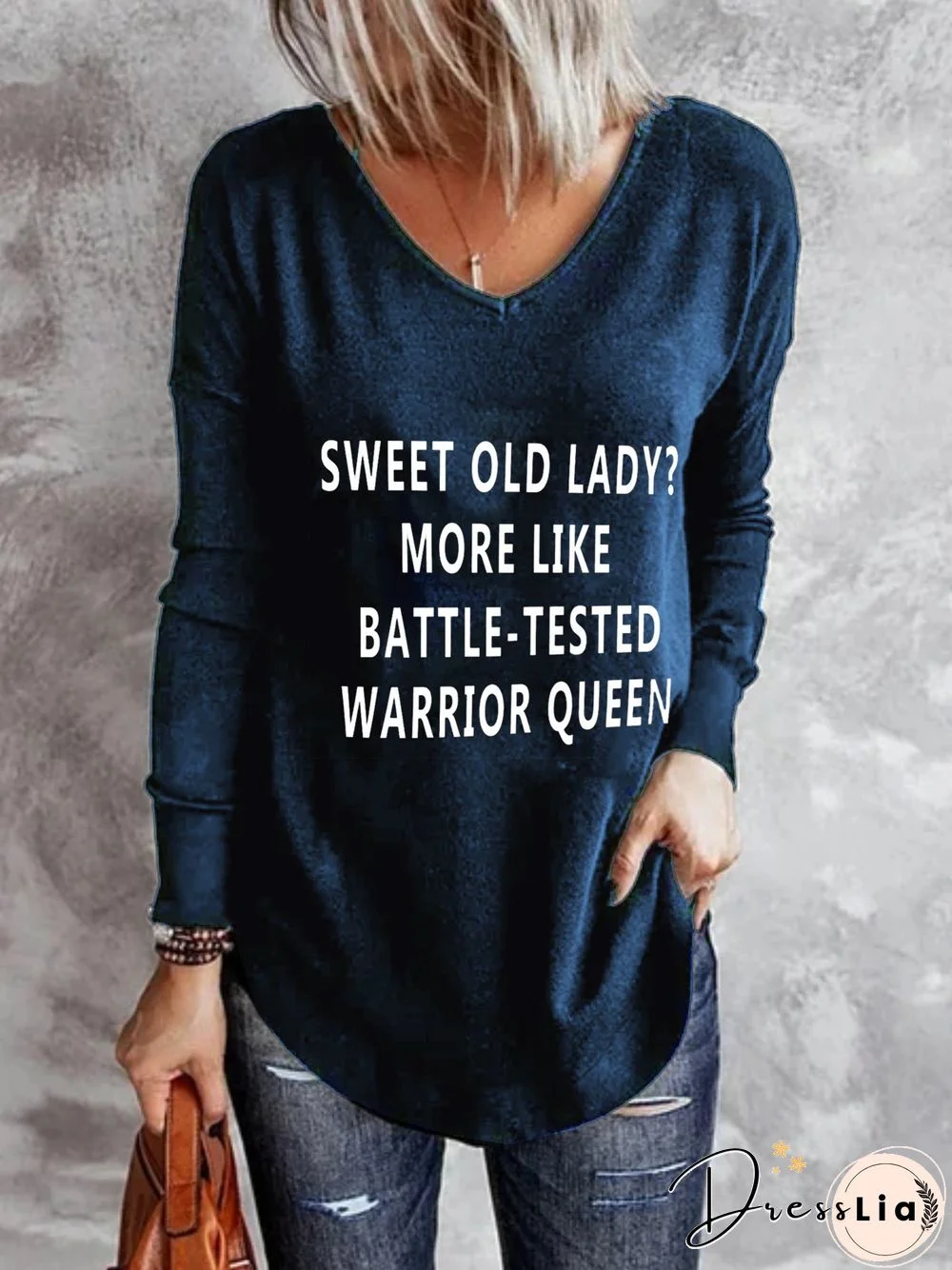 Casual Long Sleeve V Neck Plus Size Printed Tops T-shirts