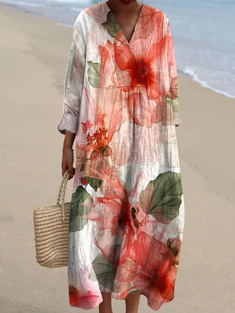 Women's Colorful Flower Art Print Dress