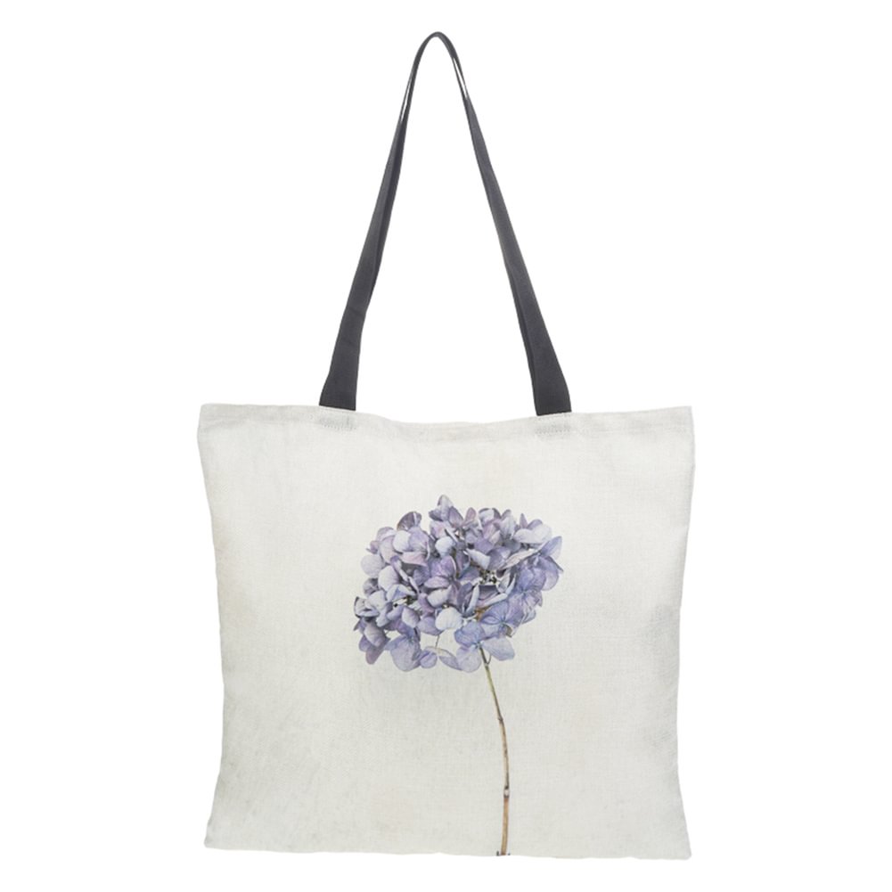 Linen Tote Bag - Purple Flowers