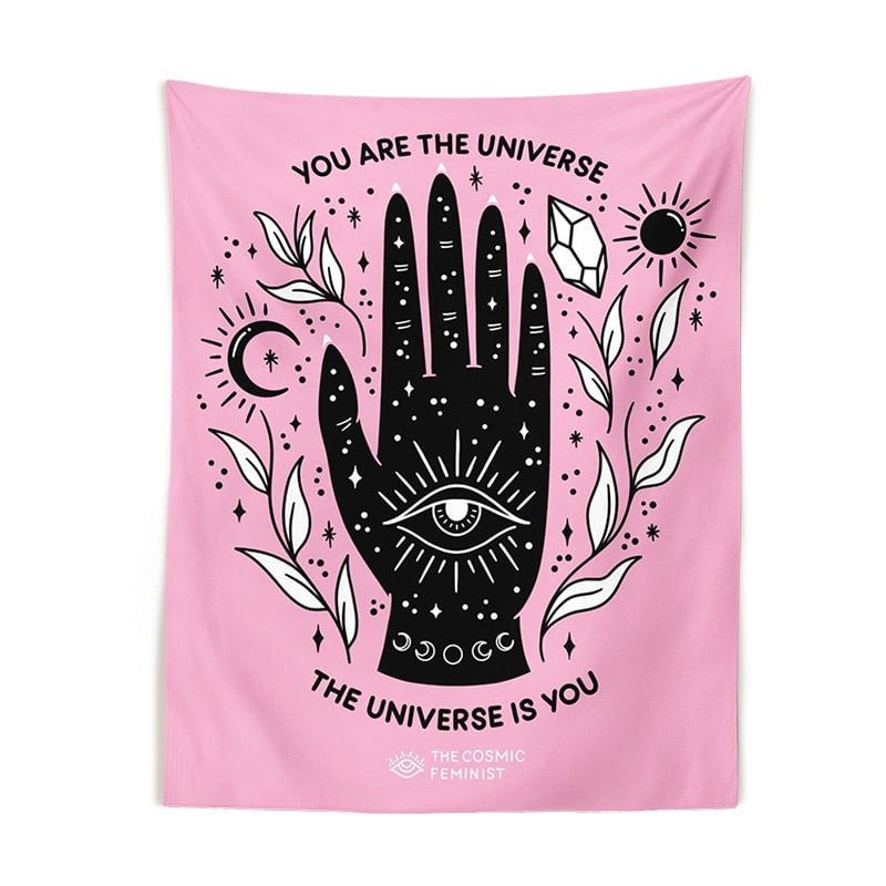 Pink Sun Moon Tapestry Magic hand Wall Hanging Tarot Bohemian universe Decoration Home Hippie Mattress Girls Dorm Room Decor