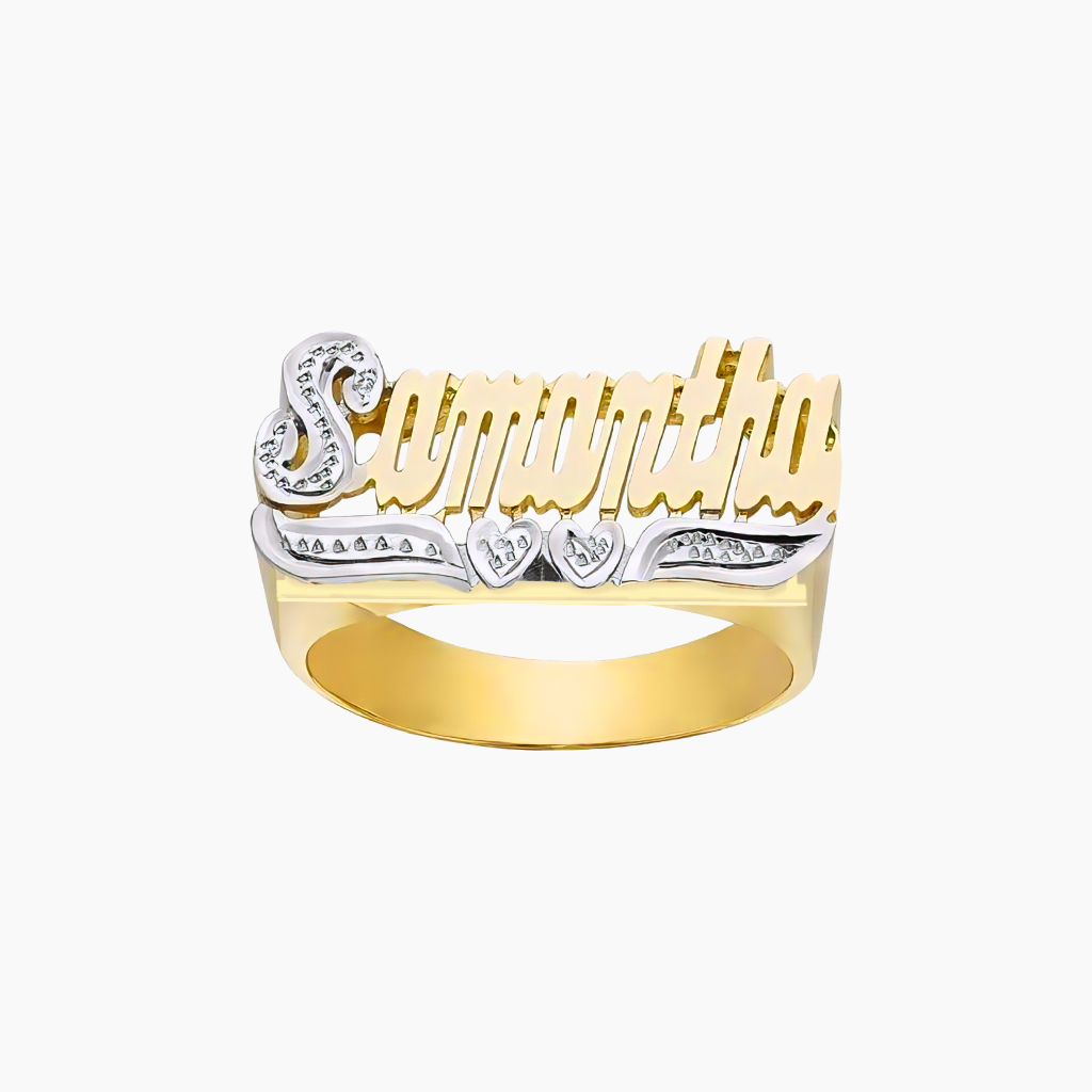 Custom Gold Name Heart Ring
