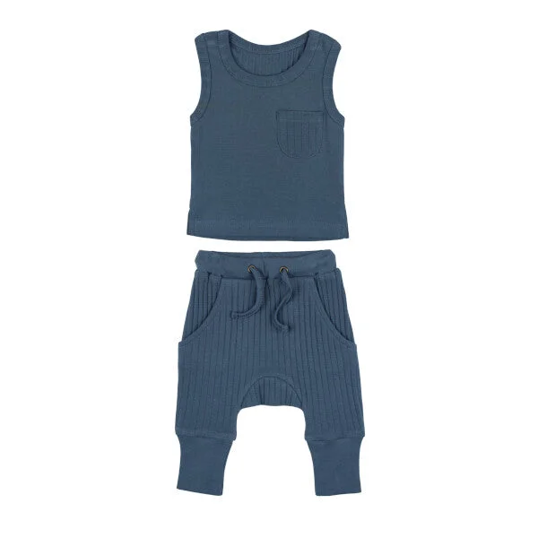Dolphin Ribbed Tank Top Jogger Set