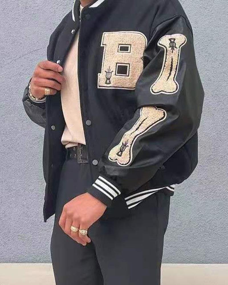 Men's Tide Brand Letter Sports Jacket-07
