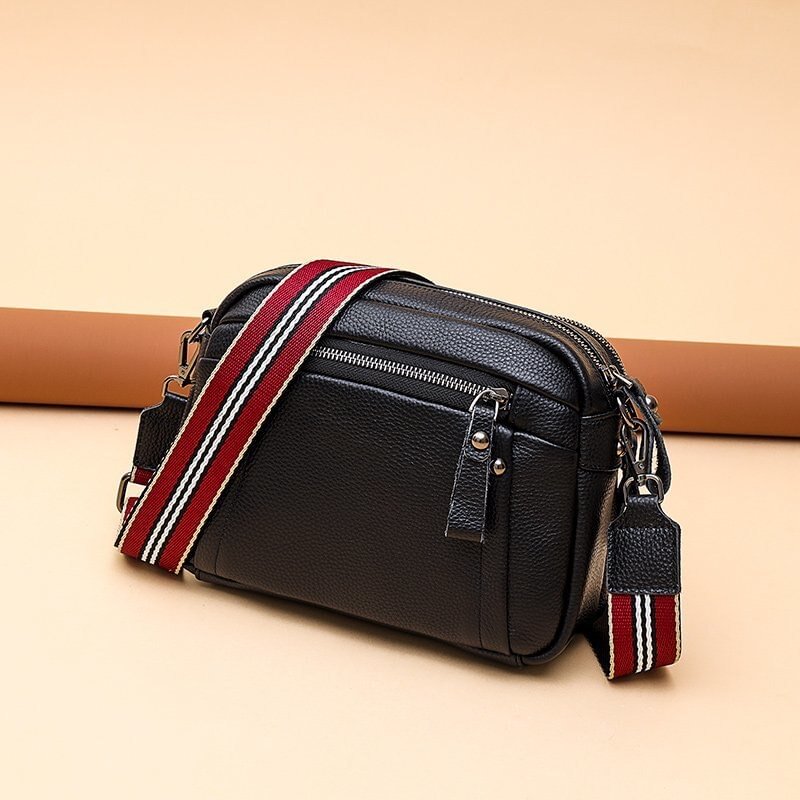 2021 Luxury Brand Shoulder Bags 100% Genuine Leather  Wide Strap Crossbody Bag black Shoulder Bag Women Bag Messenger Bags