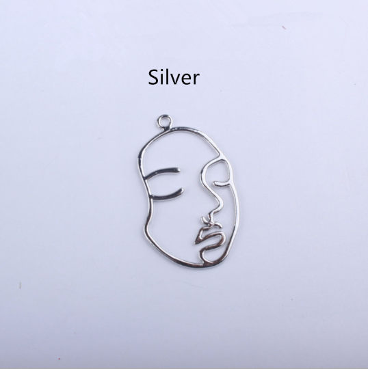 Abstractive Human Sexy Women Face shape charms, Face Hollow Charm Metal Pendant Bezel Setting Cabochon Setting UV Resin Charm making diy