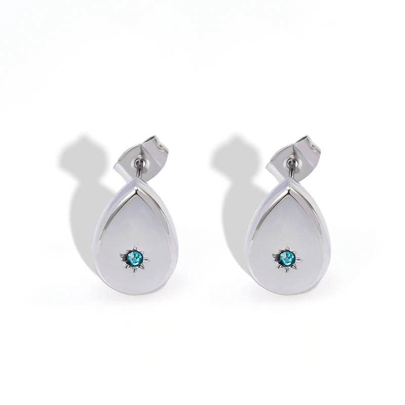 Casual Elegant Vacation Square Water Droplets 304 Stainless Steel Rhinestones 18K Gold Plated Inlay Earrings Necklace