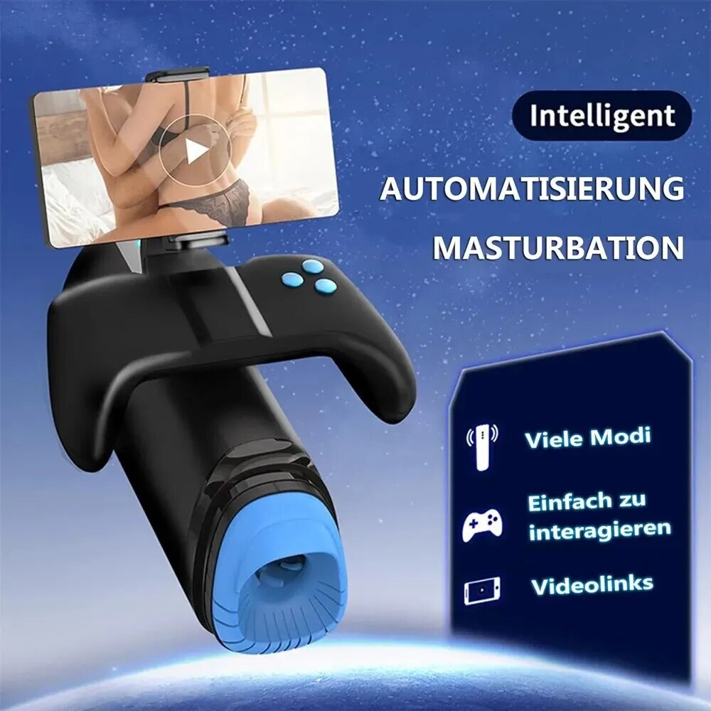 Electric Male Masturbator with Cell Phone Holder and Handle