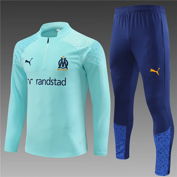 2023-24 Marseille Light Blue Half-zip Training Jersey
