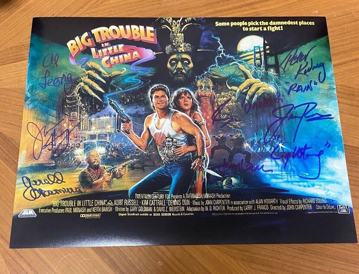 * BIG TROUBLE IN LITTLE CHINA * signed 11x14 Photo Poster painting *HONG, PAX, KWONG +5 * COA 1