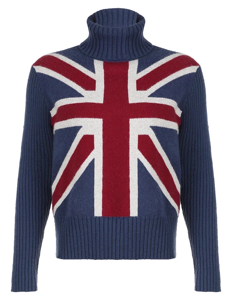 Toloer Blue UK Flag Turtleneck Sweater-Outfit Ideas