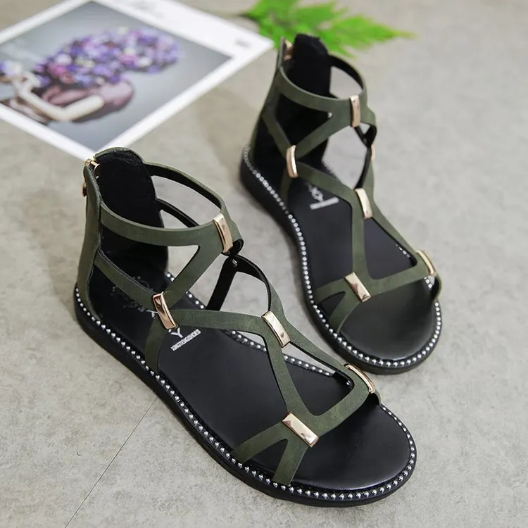 Strappy flat sandals women soft-soled comfortable and lightweight soft-soled sandals Women's slip-on shoes zapatos mujer verano