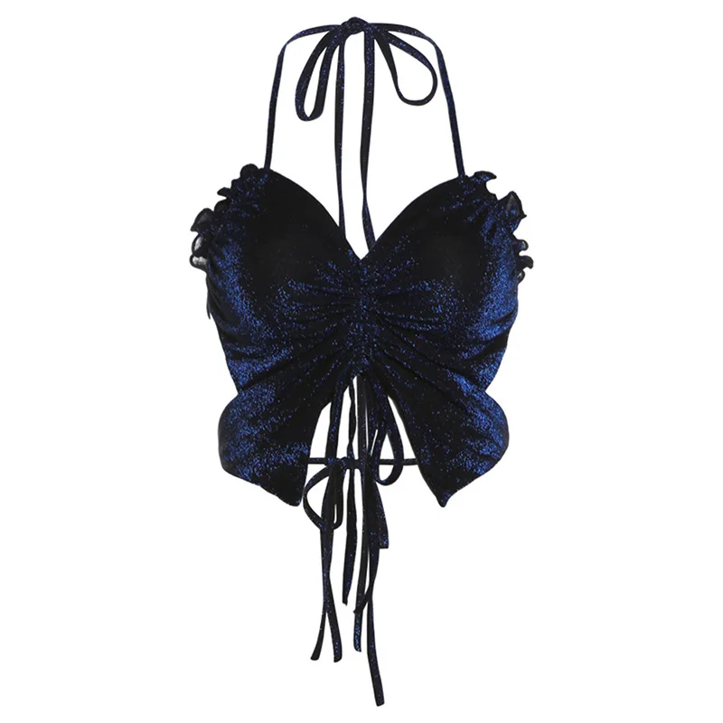 Toloer Toloer 2024 New Women's Sexy Hot Girl Pure Desire Wind Hanging Neck Tie Butterfly Small Vest-Outfit Ideas