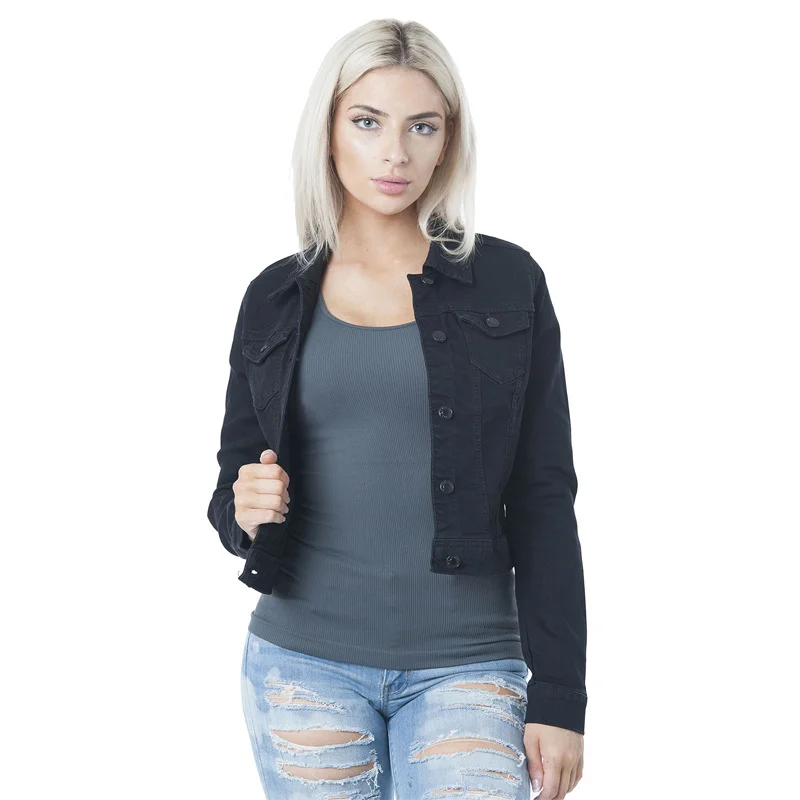 Woherb Spring New Small Sweet Wind Jacket Female Short Money Slim Retro Temperament Short Denim Coat-Outfit Ideas
