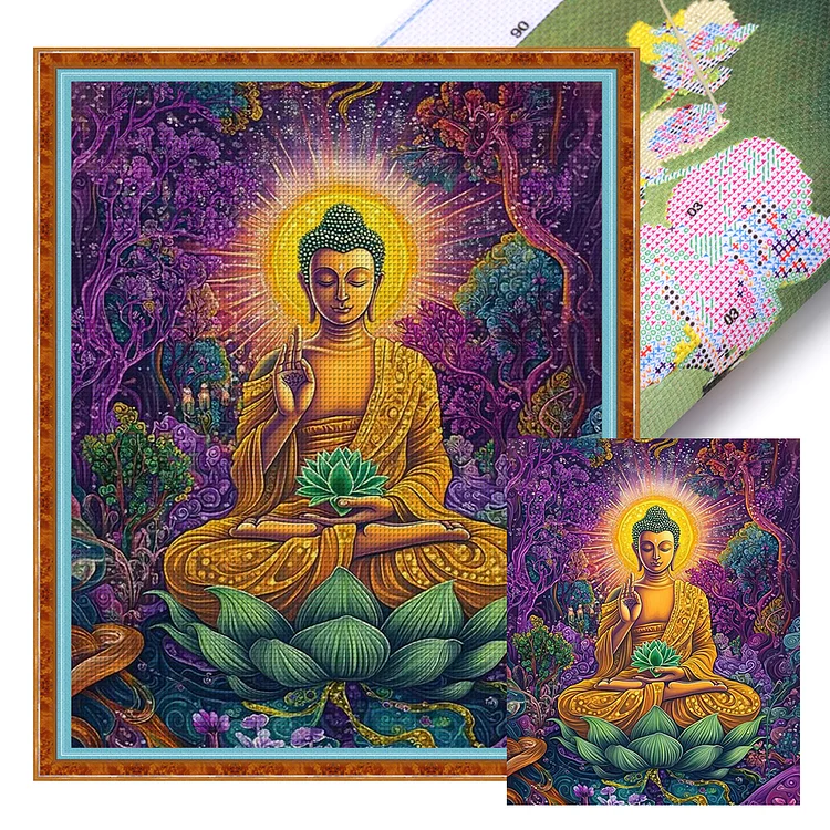 Huacan -Buddha- 11CT - 3 Strands Threads Printed Cross Stitch - 40*50cm(Canvas)