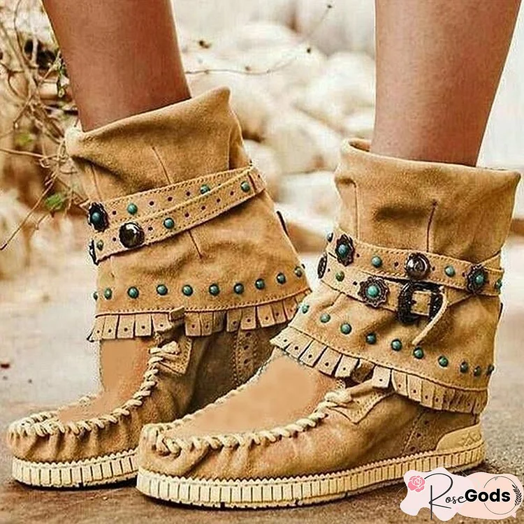 Fashion Belt Buckles Tassel Boots