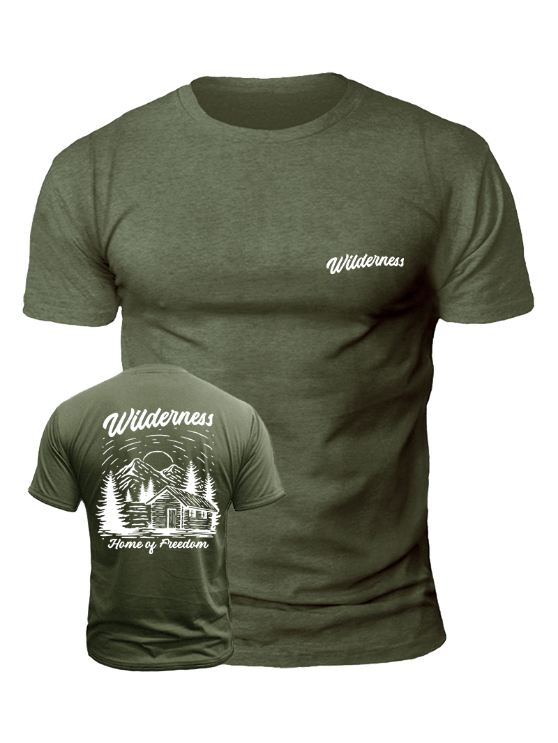 Men's Wilderness Print Casual Short Sleeve T-shirt