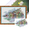 (Small Size)[Brand]Colorful Village - 14CT Stamped Cross Stitch - 37*27cm
