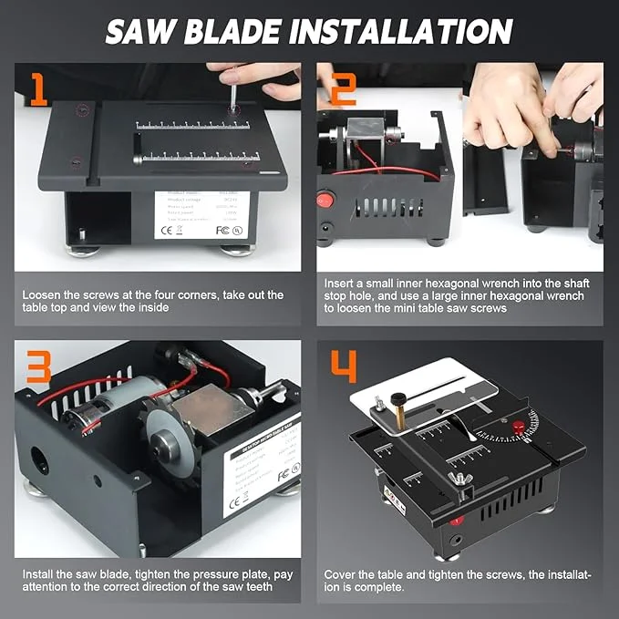 منشار طاولة صغير للحرفيين من تيوبوي، منشار طاولة صغير متعدد الوظائف بقوة 100 واط، منشار طاولة صغير محمول، 7 سرعات قابلة للتعديل، قطع 0-90 درجة، لقطع الخشب والاكريليك والدوائر المطبوع(100 واط)
