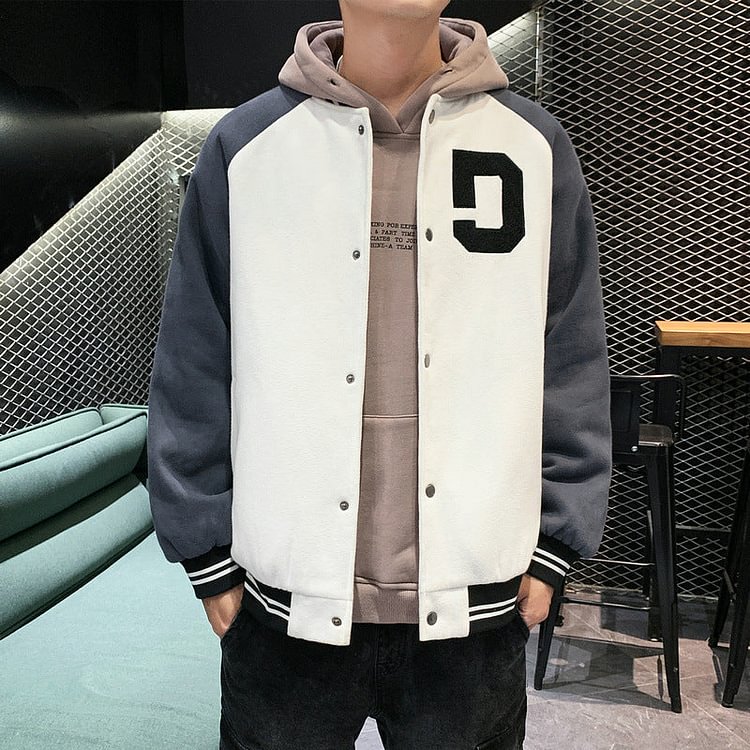 Jacket Men's Jacket Baseball Uniform Autumn and Winter Trends Teenagers Casual Top Clothes plus Size Loose Men Baseball Uniform