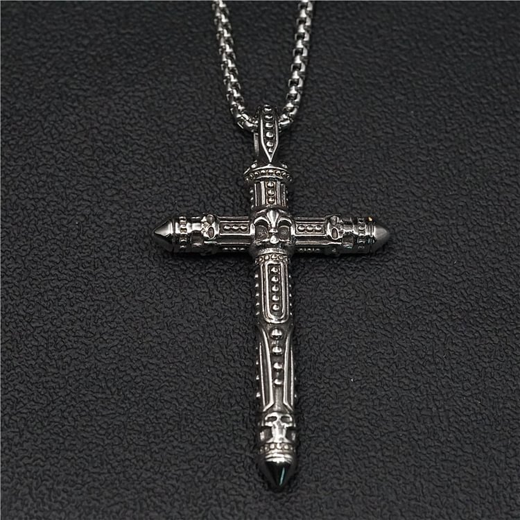 Crow Heart Cross Vintage Pendant