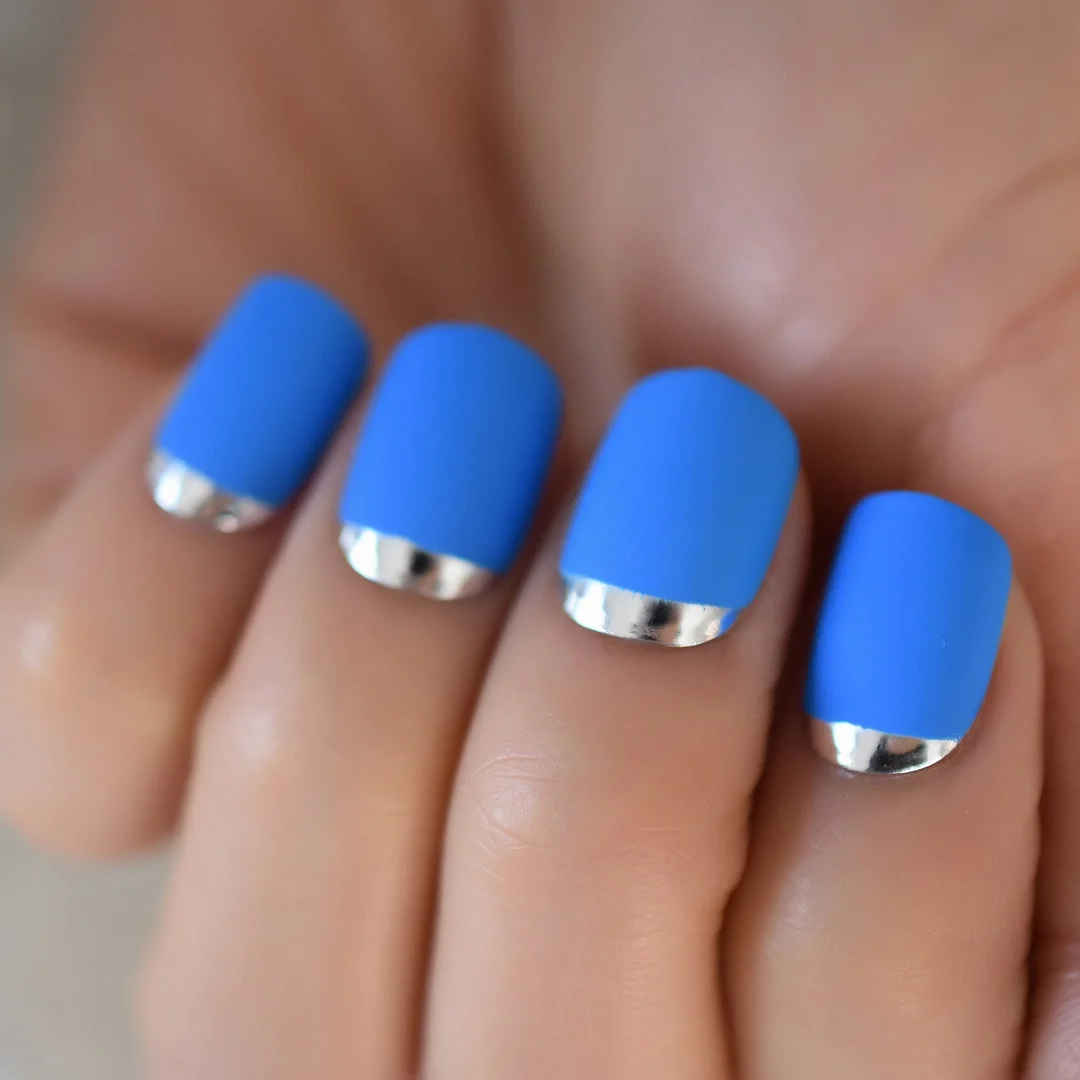 Cocktail Purple Color Glossy Edge Charms Sexy Red Square Flase Nails Tips Medium-Long Full Cover Nails Supplies For Professional-Nail Inspo