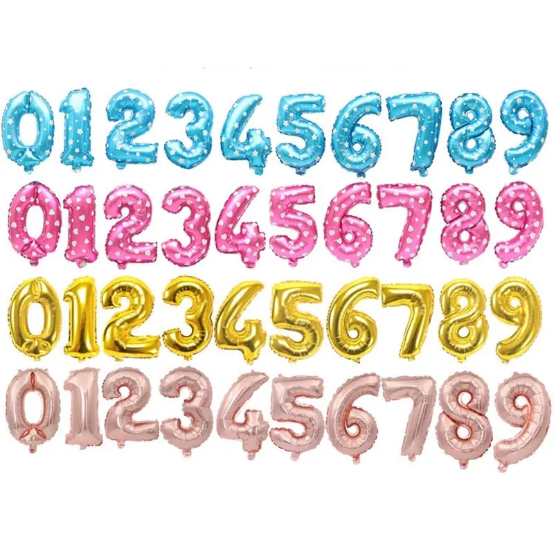 32inch Rose Gold Silver Aluminium Foil Number Balloons Digit Helium Balloons Birthday Party Supplies Anniversary Decoration