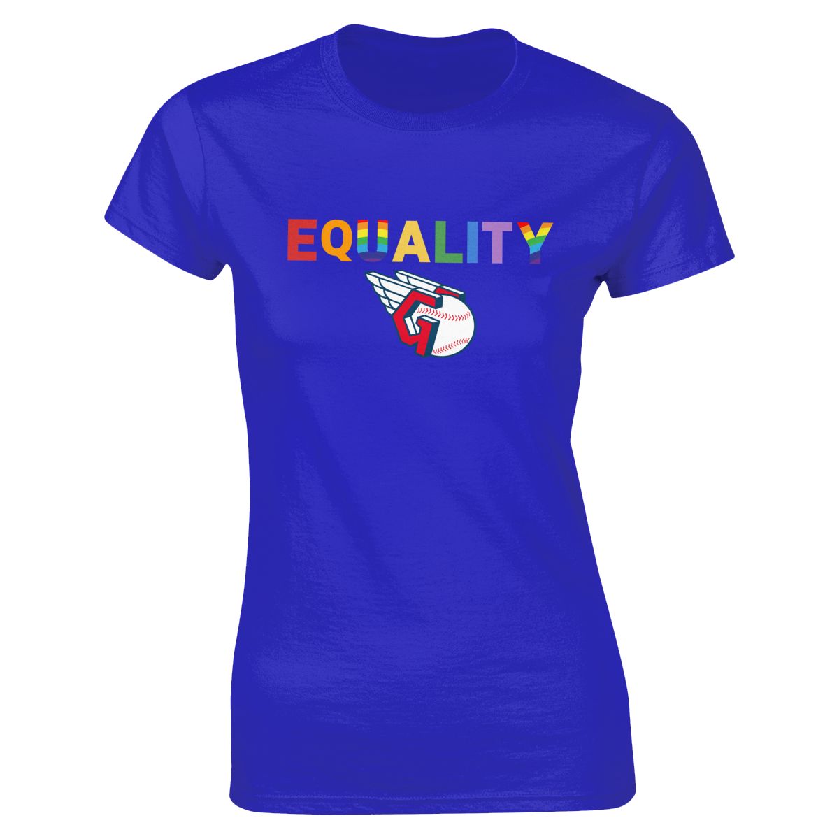 Cleveland Guardians Rainbow Equality Pride Women's Short-Sleeve Cotton Tee