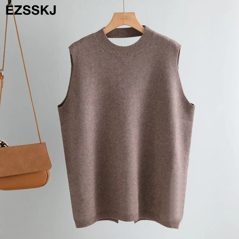 autumn winter OVERSIZE thick Sweater vest women sleeveless warm Sweater Pullovers Women female  o-neck LOOSE  sweater VEST