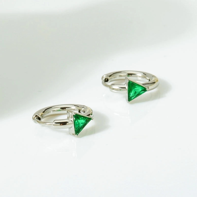 1 Pair Nordic Style Basic Classic Style Triangle Inlay Titanium Steel Zircon Hoop Earrings