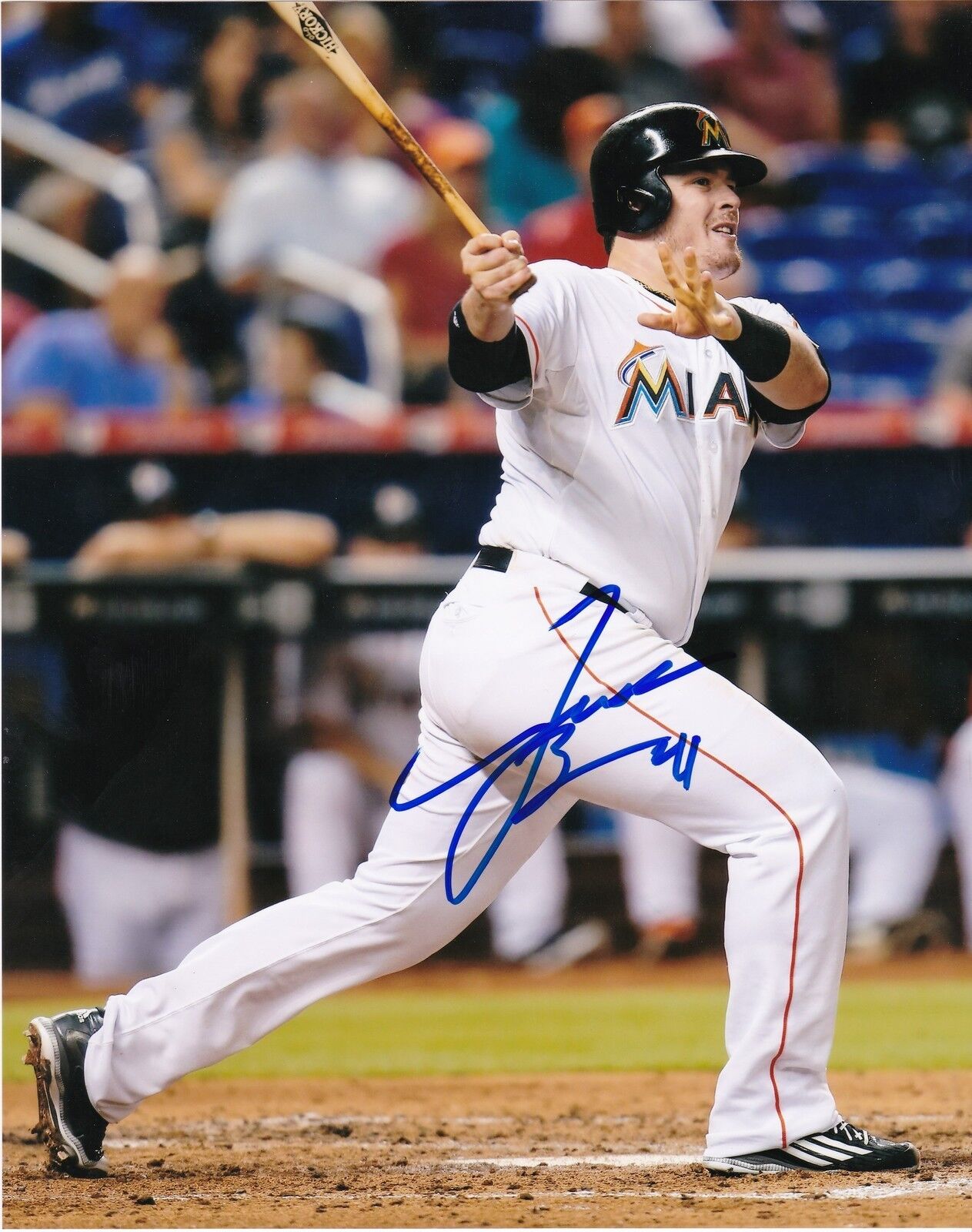 JUSTIN BOUR MIAMI MARLINS ACTION SIGNED 8x10