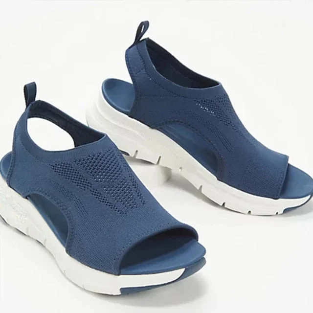 Women Sandals Summer Mesh Casual Ladies Wedges Shoes Solid Color Hollow Platform Open Toe Slip-On Female Sandalias Light Comfort