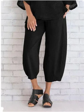 Women plus size clothing Women's Simple Loose Casual Cropped Pants-Nordswear