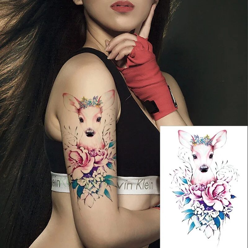 Waterproof Temporary Tattoo cartoon Japanese girl bow Sticker flash tatto fake tatoo large darkness tattoos for women men lady