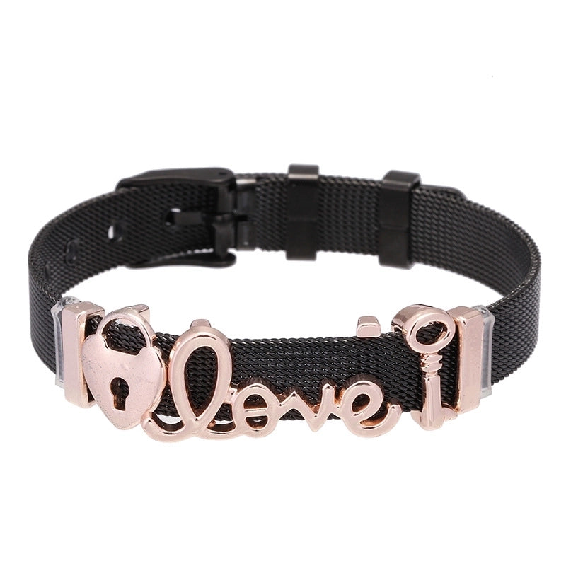 Cute Minimalist Heart Shape Titanium Steel Bracelets In Bulk