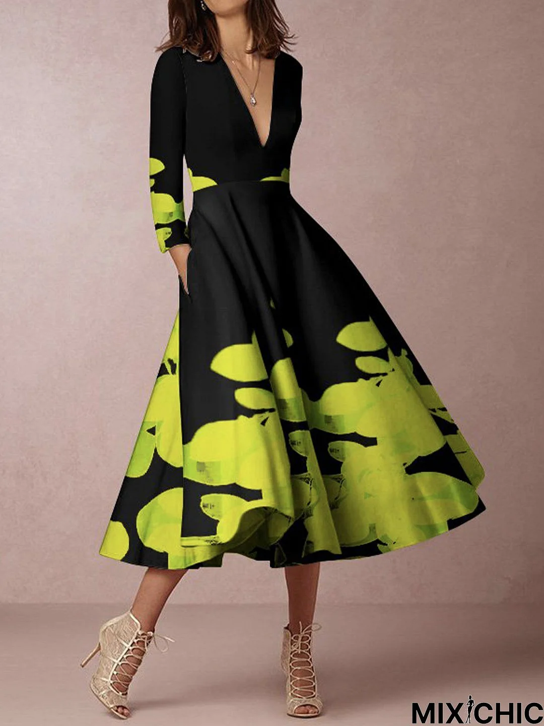 Abstract Elegant Regular Fit Midi Dress