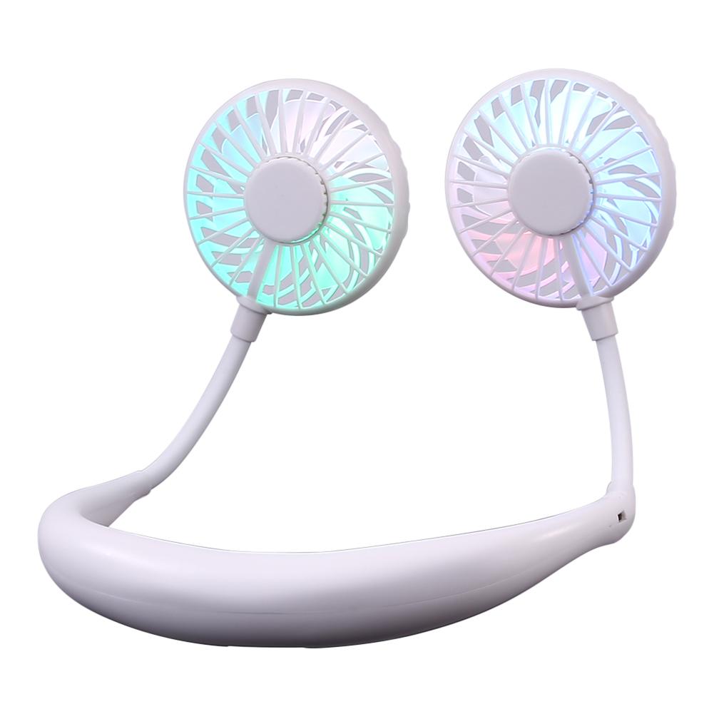 

7 Blades USB Rechargeable Wearable Portable Mini Hand Free Fan Neckband Fan, Sky blue, 501 Original