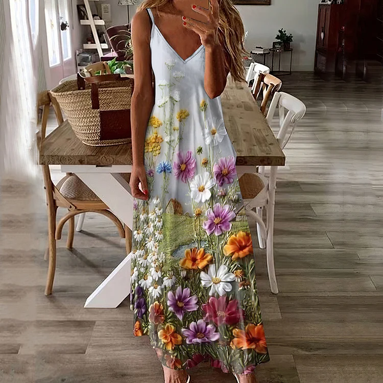 Floral Print Slip Maxi Dress