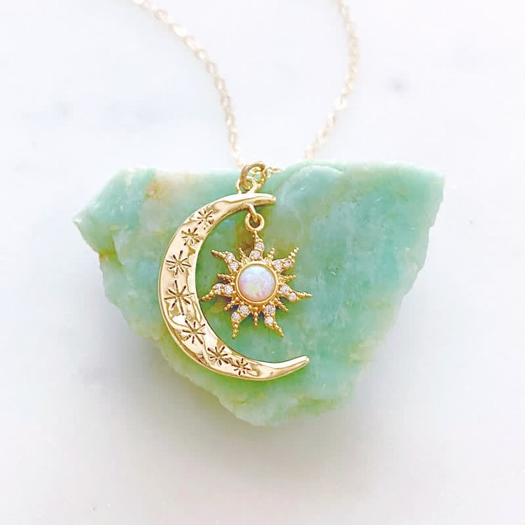 Opal Sun and Moon Necklace